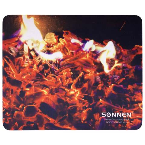 Коврик для мыши SONNEN FIRE, резина + ткань, 220х180х3 мм, 513292