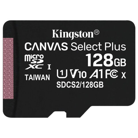 Карта памяти microSDXC 128GB KINGSTON Canvas Select Plus UHS-I U1, 100 Мб/с class 10, SDCS2/128GBSP