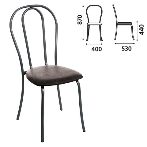 Стул для столовых, кафе, дома Вереск, черный каркас, кожзам черный, СМ7/6-05 К-01