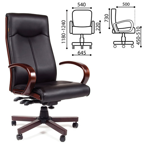 Кресло офисное Элегант, СН 411, экокожа, дерево, черное, 7001364