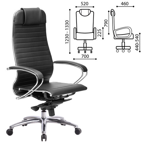 Кресло офисное МЕТТА SAMURAI K-1.04, экокожа, черное