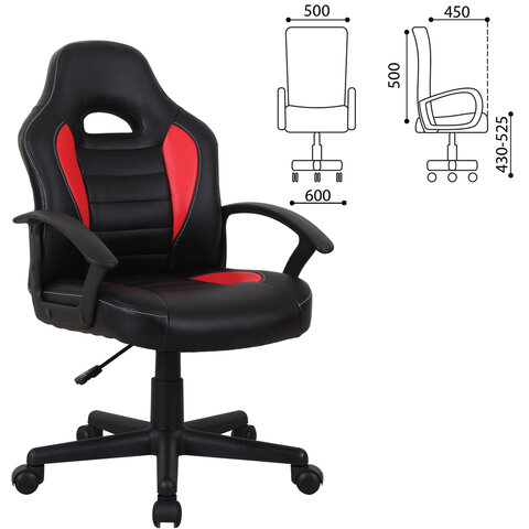Кресло компьютерное BRABIX Spark GM-201, экокожа, черное/красное, 532503