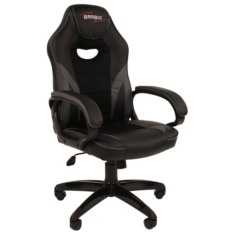 Кресло компьютерное BRABIX Accent GM-161, TW/экокожа, черное/серое, 532576, 7083504 Кресло компьютерное BRABIX Accent GM-161, TW/экокожа, черное/серое, 532576, 7083504