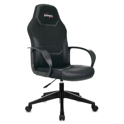 Кресло компьютерное BRABIX Alpha GM-018, ткань/экокожа, черное, 532636, GM-018_532636