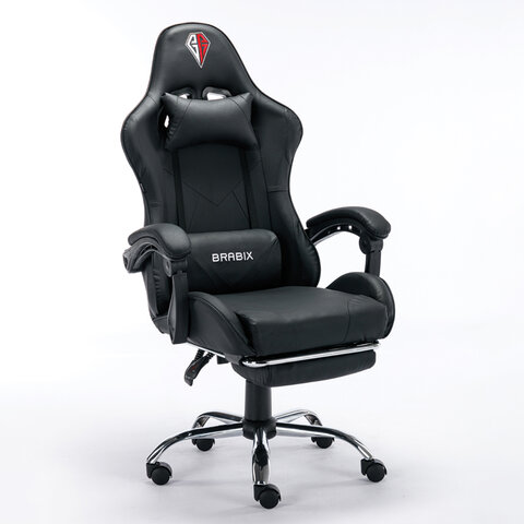 Кресло компьютерное BRABIX Dexter GM-135, подножка, две подушки, экокожа, черное, 532800 Кресло компьютерное BRABIX Dexter GM-135, подножка, две подушки, экокожа, черное, 532800
