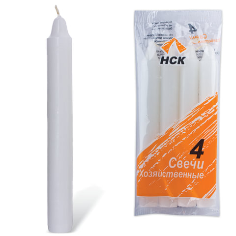 Свечи хозяйственные, комплект 4 шт., диаметр 16 мм, высота 165 мм