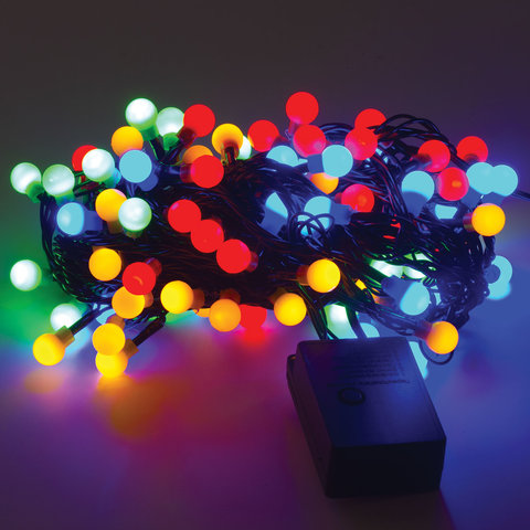 Электрогирлянда-нить комнатная Шарики 10 м, 100 LED, мультицветная 220 V, контроллер, ЗОЛОТАЯ СКАЗКА, 591102 Электрогирлянда-нить комнатная Шарики 10 м, 100 LED, мультицветная 220 V, контроллер, ЗОЛОТАЯ СКАЗКА, 591102