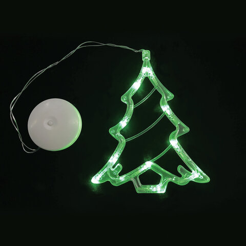 Световая фигура на присоске ЗОЛОТАЯ СКАЗКА Ёлочка, 10 LED, на батарейках, зеленая, 591275 Световая фигура на присоске ЗОЛОТАЯ СКАЗКА Ёлочка, 10 LED, на батарейках, зеленая, 591275