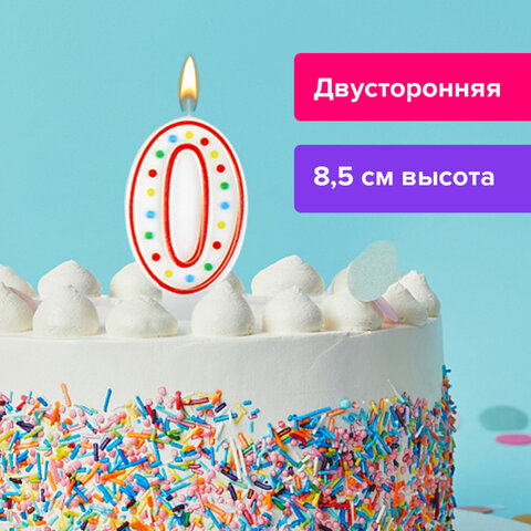 Свеча-цифра для торта 0 ДВУСТОРОННЯЯ с конфетти, 8,5 см, ЗОЛОТАЯ СКАЗКА, держатель, блистер, 591393 Свеча-цифра для торта 0 ДВУСТОРОННЯЯ с конфетти, 8,5 см, ЗОЛОТАЯ СКАЗКА, держатель, блистер, 591393