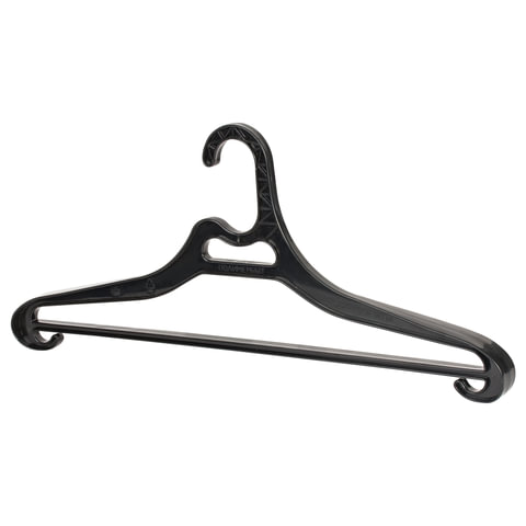 Вешалка-плечики р.52-54, пластик, плоская, перекладина, крючки для бретелей, черная, BRABIX, 601655