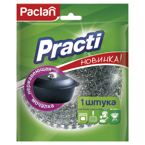 Губка (мочалка) металлическая, сетчатая, 38 г, БОЛЬШАЯ, для посуды, гриля, плиты, PACLAN Practi Губка (мочалка) металлическая, сетчатая, 38 г, БОЛЬШАЯ, для посуды, гриля, плиты, PACLAN Practi