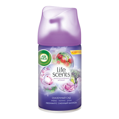 Сменный баллон 250 мл, AIRWICK LifeScents Волшебный сад, для автоматических освежителей, универсальный Сменный баллон 250 мл, AIRWICK LifeScents Волшебный сад, для автоматических освежителей, универсальный