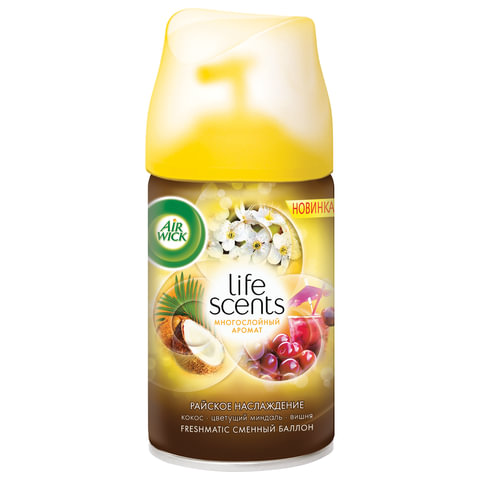 Сменный баллон 250 мл, AIRWICK Life Scents Истинное наслаждение, для автоматических освежителей, универсальный, 3007662 Сменный баллон 250 мл, AIRWICK Life Scents Истинное наслаждение, для автоматических освежителей, универсальный, 3007662
