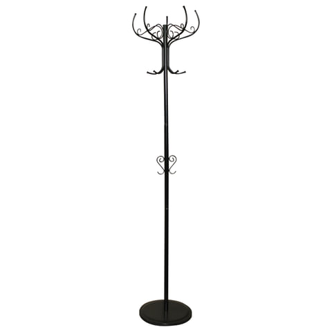 Вешалка-стойка Офис Грация 680, 1,93 м, диск 35 см, 5 крючков + 2 дополнительных, металл, черная