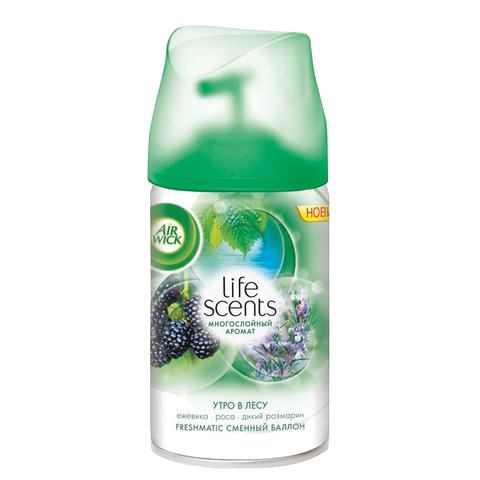 Сменный баллон 250 мл, AIRWICK LifeScents Утренний лес, для автоматических освежителей, универсальный, 3024889
