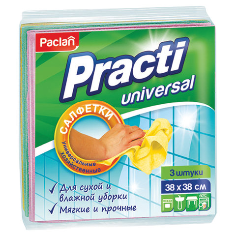 Салфетки универсальные, 38х38 см, КОМПЛЕКТ 3 шт., 110 г/м2, вискоза, PACLAN Practi Universal, 410018 Салфетки универсальные, 38х38 см, КОМПЛЕКТ 3 шт., 110 г/м2, вискоза, PACLAN Practi Universal, 410018