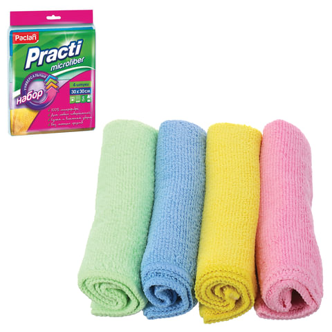 Салфетки из МИКРОФИБРЫ универсальные 30х30 см, КОМПЛЕКТ 4 шт., Practi Microfiber, 240 г/м2, PACLAN, 74825, 410260 Салфетки из МИКРОФИБРЫ универсальные 30х30 см, КОМПЛЕКТ 4 шт., Practi Microfiber, 240 г/м2, PACLAN, 74825, 410260