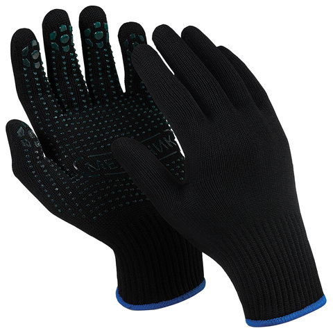 Перчатки нейлоновые MANIPULA Механик Блэк, ПВХ-точка, КОМПЛЕКТ 10 пар, размер 10 (XL), черные, TNG-30/MG-114