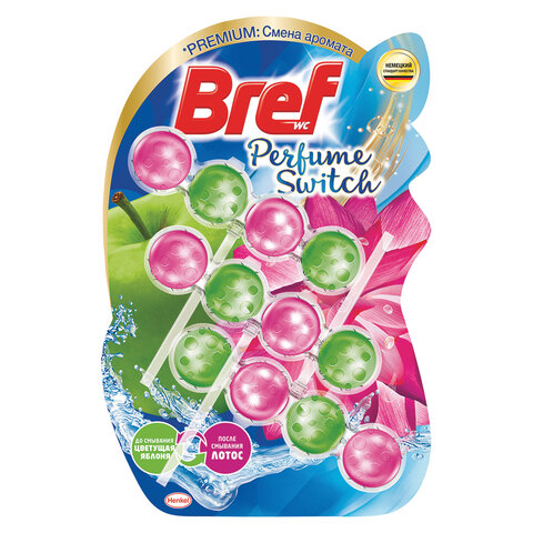 Освежитель WC (для туалета) твердый 3х50 г БРЕФ Perfume Switch, Яблоня-лотос, 2336888 Освежитель WC (для туалета) твердый 3х50 г БРЕФ Perfume Switch, Яблоня-лотос, 2336888