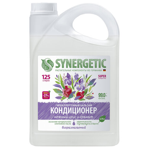 Кондиционер-бальзам для белья 3,75 л SYNERGETIC Нежный ирис и гранат, концентрат, 110374 Кондиционер-бальзам для белья 3,75 л SYNERGETIC Нежный ирис и гранат, концентрат, 110374