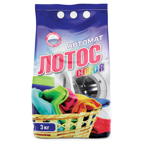 Стиральный порошок автомат 3 кг ЛОТОС Color, улучшенная формула, для всех типов тканей