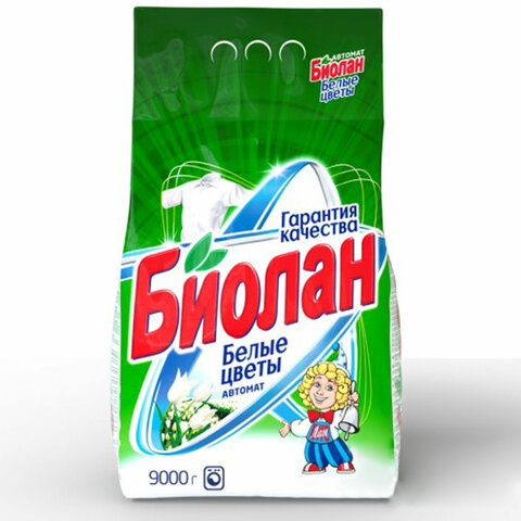 Стиральный порошок автомат 9 кг, БИОЛАН Белые цветы