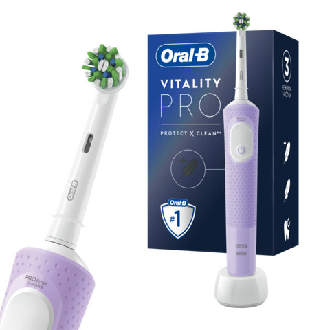Зубная щетка электрическая ORAL-B Орал-би Vitality Pro, ЛИЛОВАЯ, 1 насадка, 80367617