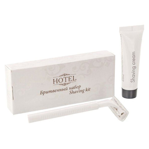 Бритвенный набор КОМПЛЕКТ 200 шт., HOTEL крем для бритья + станок, картон, 2000121