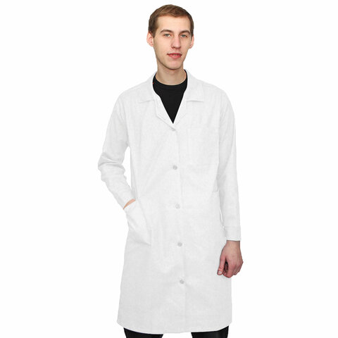 Халат рабочий мужской белый, бязь, размер 52-54, рост 182-188, плотность ткани 142 г/м2, 610726