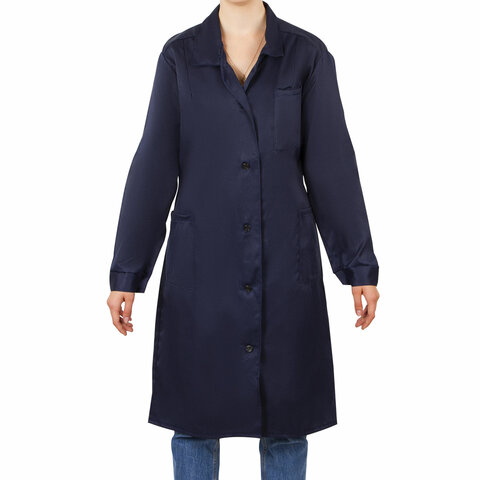 Халат технолога женский синий, смесовая ткань, размер 48-50, рост 158-164, плотность ткани 200 г/м2, 610775