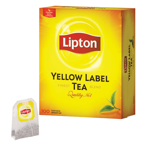 Чай LIPTON (Липтон) Yellow Label, черный, 100 пакетиков с ярлычками по 2 г, 20248358