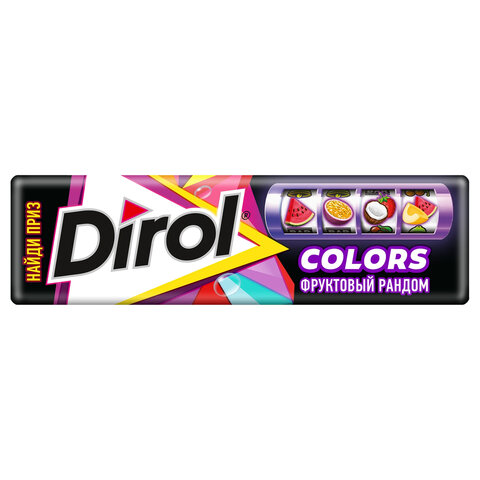 Жевательная резинка DIROL Colors Фруктовый Рандом, 10 подушечек, 13,6 г, 101661