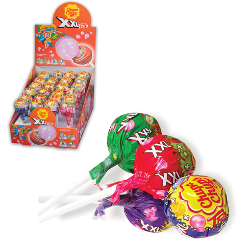 Карамель CHUPA CHUPS (Чупа-Чупс) XXL Trio с жевательной резинкой, ассорти, 29 г, 59609 Карамель CHUPA CHUPS (Чупа-Чупс) XXL Trio с жевательной резинкой, ассорти, 29 г, 59609