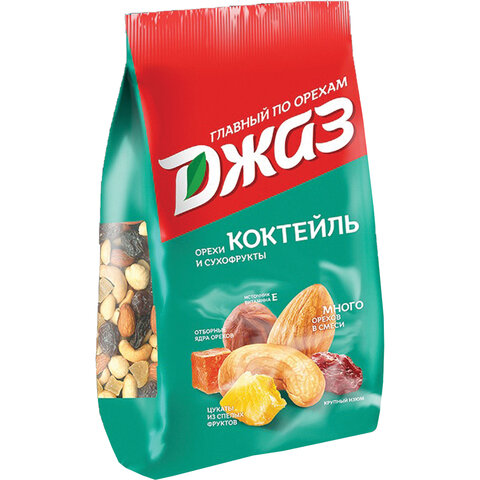 Орехи и сухофрукты ДЖАЗ Коктейль, фундук, кешью, миндаль, папайя, ананас, изюм, 300 г, 76 Орехи и сухофрукты ДЖАЗ Коктейль, фундук, кешью, миндаль, папайя, ананас, изюм, 300 г, 76
