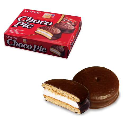 Печенье LOTTE Choco Pie (Чоко Пай), прослоенное, глазированное, в картонной упаковке, 336 г (12 штук х 28 г) Печенье LOTTE Choco Pie (Чоко Пай), прослоенное, глазированное, в картонной упаковке, 336 г (12 штук х 28 г)