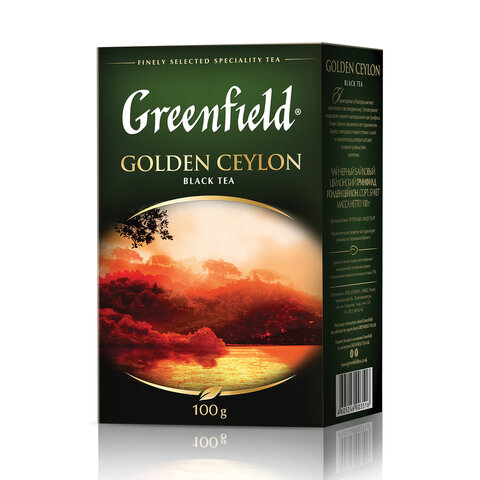 Чай листовой GREENFIELD Golden Ceylon ОРА черный цейлонский крупнолистовой 100 г, 0351 Чай листовой GREENFIELD Golden Ceylon ОРА черный цейлонский крупнолистовой 100 г, 0351