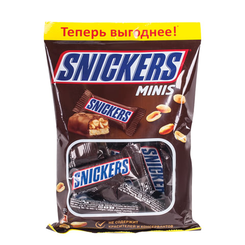 Батончики шоколадные мини SNICKERS Minis, 180 г, 2264 Батончики шоколадные мини SNICKERS Minis, 180 г, 2264