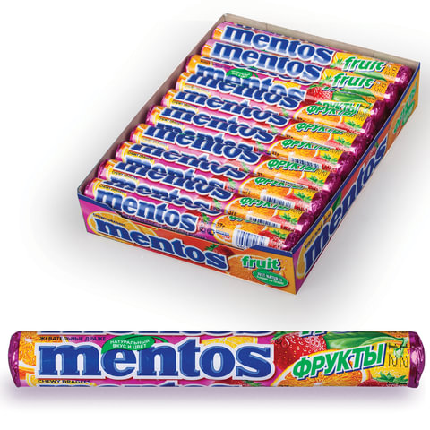 Жевательное драже MENTOS (Ментос) Фруктовый, 37 г, 253 Жевательное драже MENTOS (Ментос) Фруктовый, 37 г, 253
