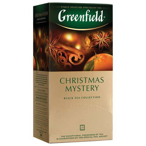 Чай GREENFIELD Christmas Mystery черный, 25 пакетиков в конвертах по 1,5 г, 0434-10