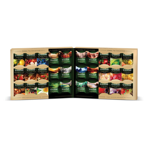 Чай GREENFIELD Premium tea Collection ассорти 30 вкусов, НАБОР 120 пакетиков, 1074-08 Чай GREENFIELD Premium tea Collection ассорти 30 вкусов, НАБОР 120 пакетиков, 1074-08