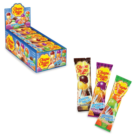 Карамель CHUPA CHUPS (Чупа-Чупс) двойная порция, ассорти 3-х вкусов, 17 г, 58787 Карамель CHUPA CHUPS (Чупа-Чупс) двойная порция, ассорти 3-х вкусов, 17 г, 58787
