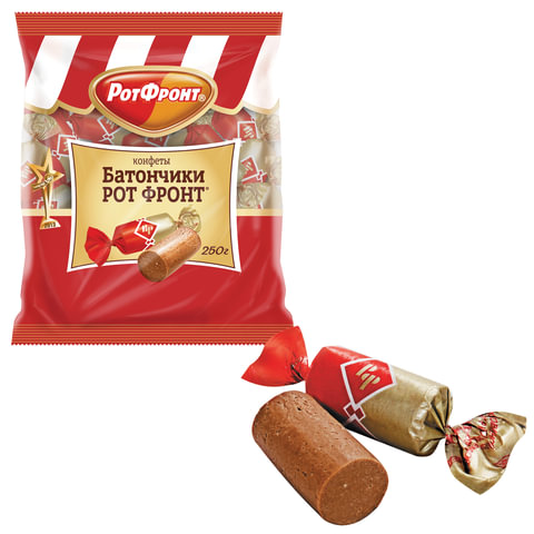Конфеты шоколадные РОТ ФРОНТ Батончики, 250 г, пакет, РФ04274