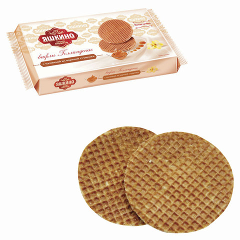 Вафли ЯШКИНО Голландские с карамельной начинкой, 290 г, КВ118 Вафли ЯШКИНО Голландские с карамельной начинкой, 290 г, КВ118