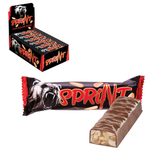 Шоколадный батончик СПРИНТ, мягкая карамель и арахис в шоколадной глазури, 50 г, в шоубоксе, КЗ1389 Шоколадный батончик СПРИНТ, мягкая карамель и арахис в шоколадной глазури, 50 г, в шоубоксе, КЗ1389