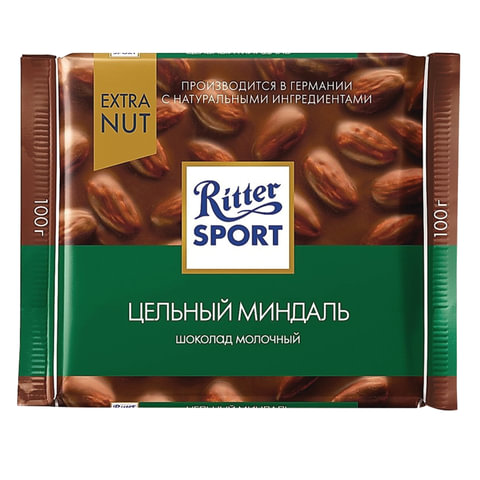 Шоколад RITTER SPORT Extra Nut, молочный, с цельным миндалем, 100 г, Германия, 7036 Шоколад RITTER SPORT Extra Nut, молочный, с цельным миндалем, 100 г, Германия, 7036