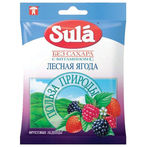 Карамель леденцовая SULA (Зула) Лесные ягоды, без сахара с витамином С, 60 г, 86639 Карамель леденцовая SULA (Зула) Лесные ягоды, без сахара с витамином С, 60 г, 86639
