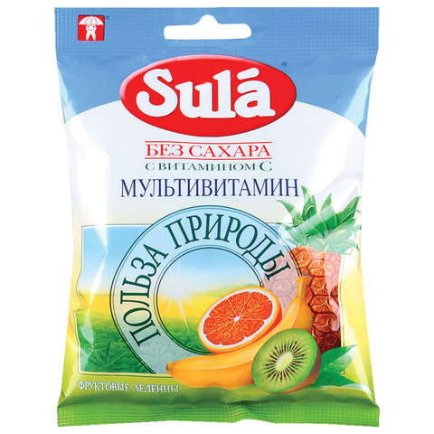 Карамель леденцовая SULA (Зула) Мультивитамин, без сахара с витамином С, 60 г, 86589 Карамель леденцовая SULA (Зула) Мультивитамин, без сахара с витамином С, 60 г, 86589