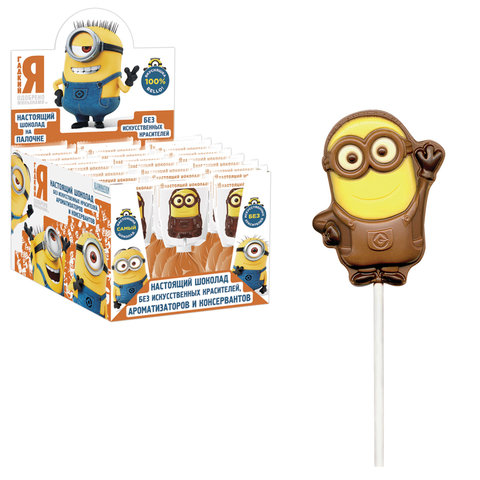 Шоколад фигурный с печеньем на палочке Миньон, молочный, 24 г, шоу-бокс, 1991 Шоколад фигурный с печеньем на палочке Миньон, молочный, 24 г, шоу-бокс, 1991