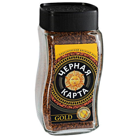 Кофе растворимый ЧЕРНАЯ КАРТА Gold, сублимированный, 190 г, стеклянная банка