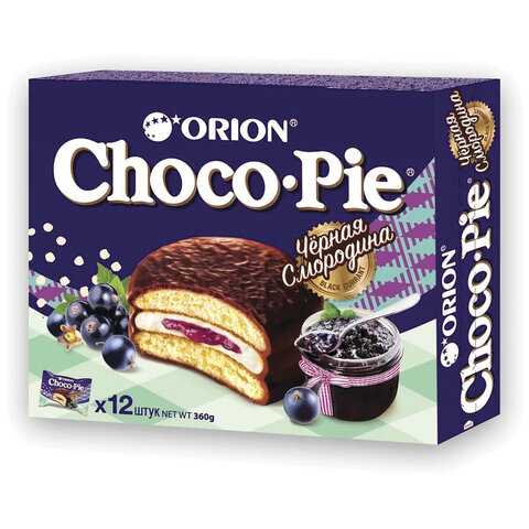 Печенье ORION Choco Pie Black Currant темный шоколад с черной смородиной, 360 г (12 штук х 30 г), О0000013002 Печенье ORION Choco Pie Black Currant темный шоколад с черной смородиной, 360 г (12 штук х 30 г), О0000013002